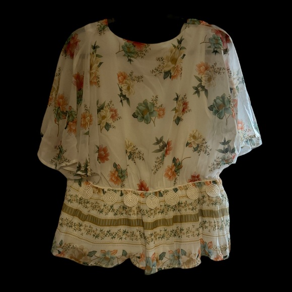 Farm Rio Anthropologie Hestia Floral Printed OVERSIZED Blouse NEW - Picture 4 of 8